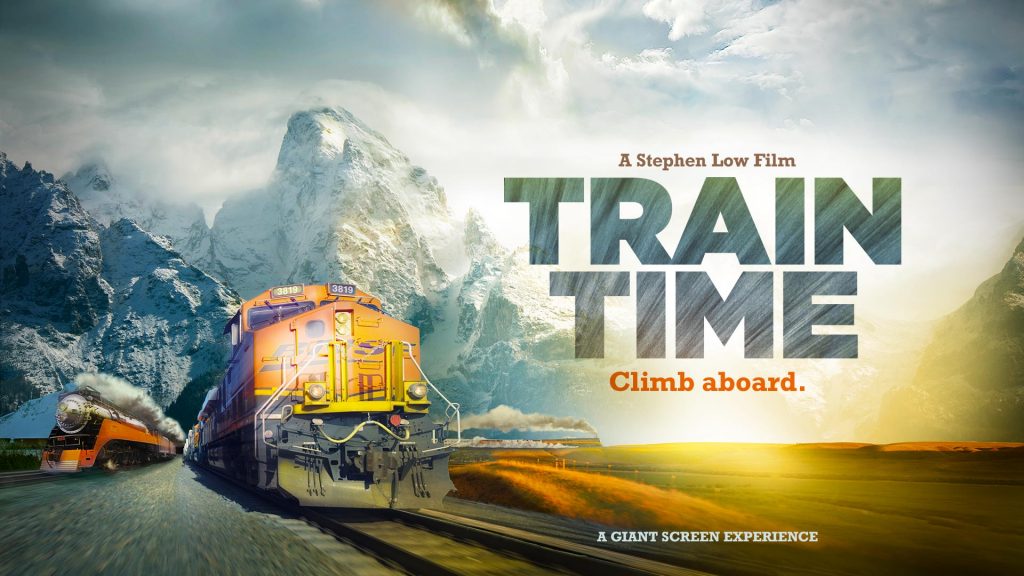 Promo image for Train Time with logo and "Climb aboard" tagline