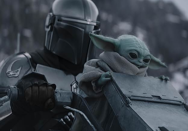 Still image from The Mandalorian and Grogu featuring the Mandalorian and grogu characters.