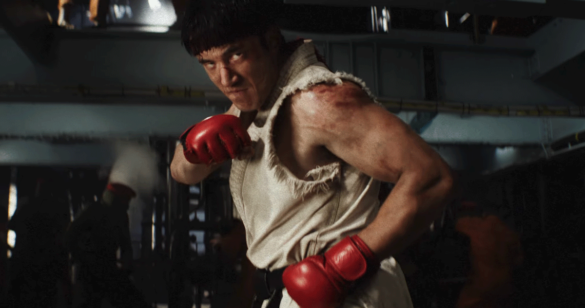Still image from Street Fighter showing Ryu.